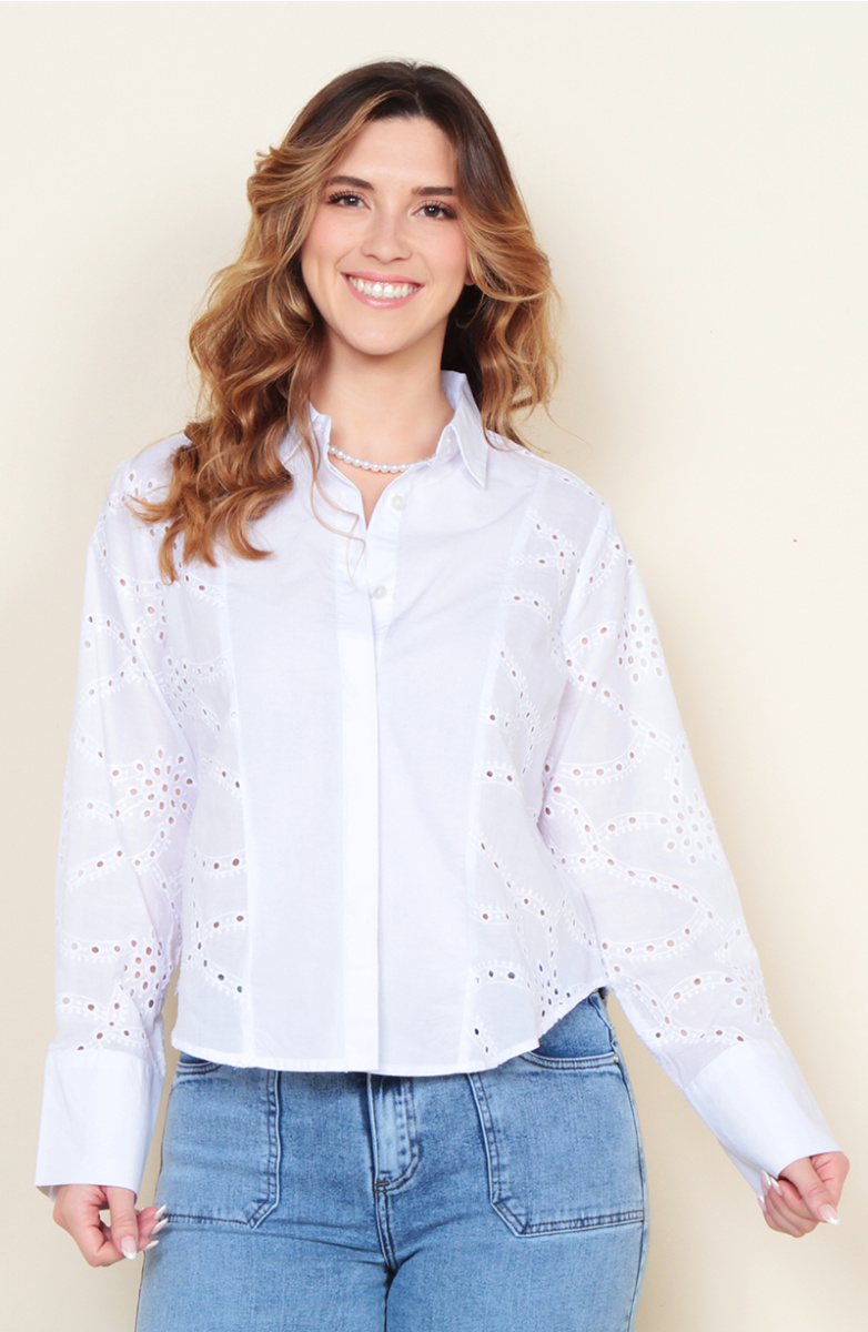 BLUSA ABOTONADA MANGA LARGA SCHIFFLI