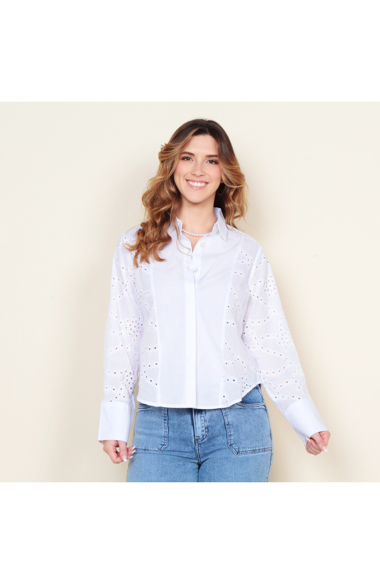 BLUSA ABOTONADA MANGA LARGA SCHIFFLI