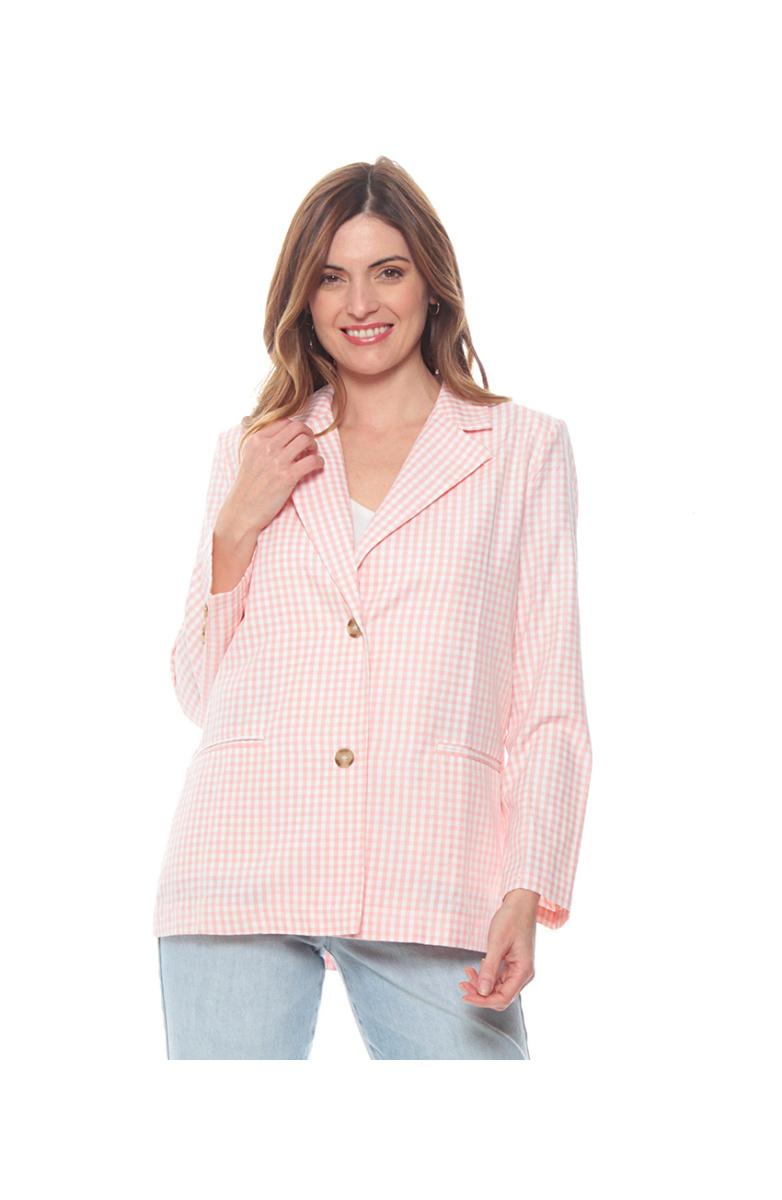 BLAZER MANGA LARGA ESCOCES BOTON DELANTERO Y MANGA