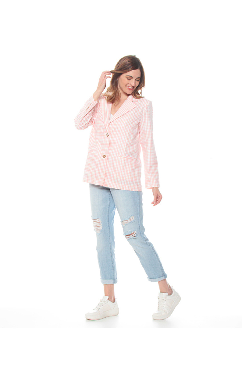 BLAZER MANGA LARGA ESCOCES BOTON DELANTERO Y MANGA
