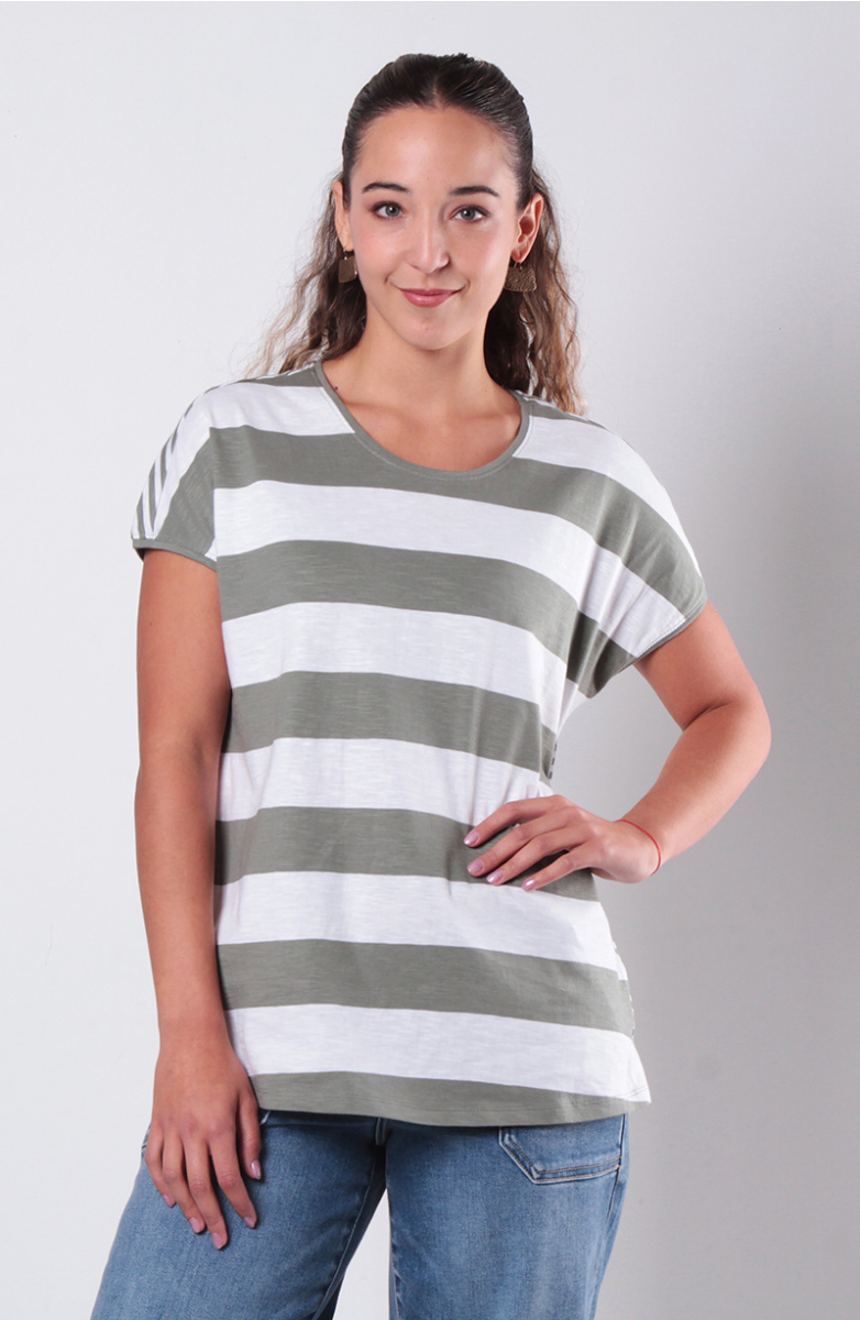 POLERA MANGA CORTA LISTADA ESCOTE REDONDO