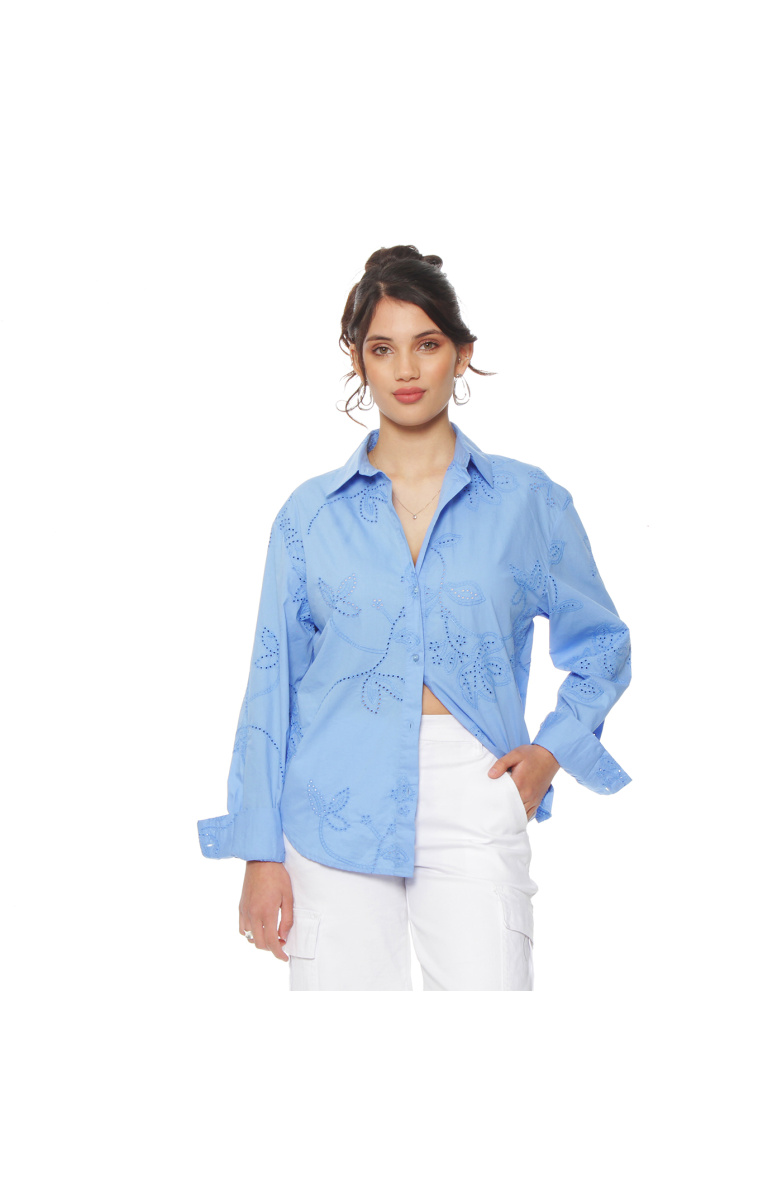BLUSA MANGA LARGA EMBROIDERY ABOTONADA EN DELANTERO