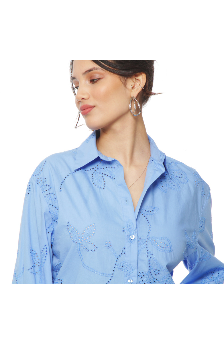 BLUSA MANGA LARGA EMBROIDERY ABOTONADA EN DELANTERO