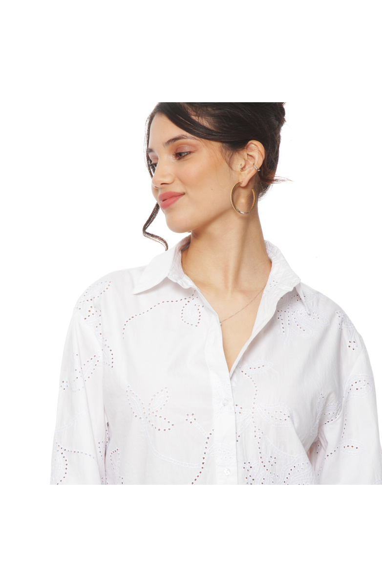 BLUSA MANGA LARGA EMBROIDERY ABOTONADA EN DELANTERO