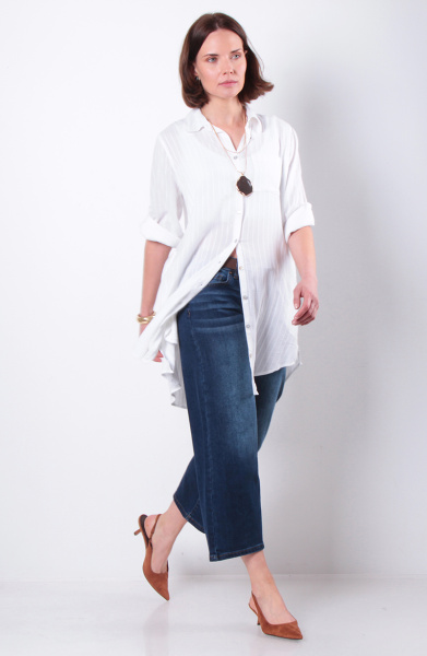 JEANS WIDE LEG CROPPED TIRO MEDIO PRETINA BASICA 1 BOTON CON CINTURON