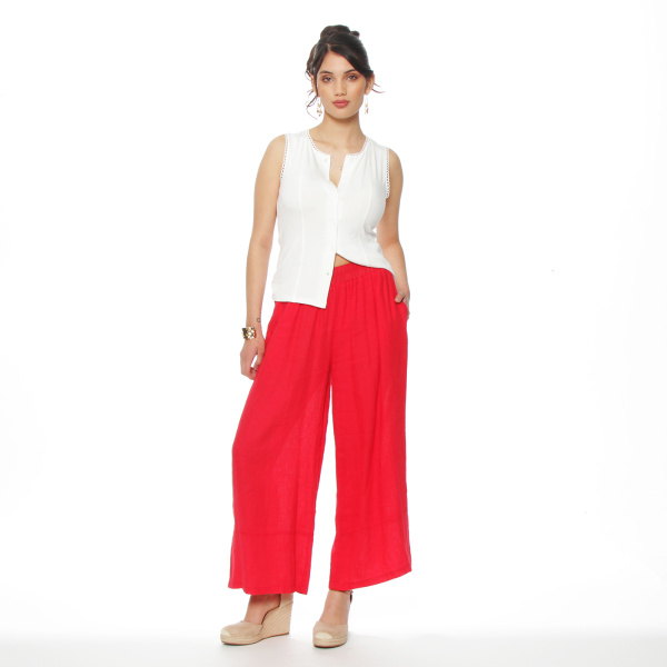 PANTALON LINO WIDE LEG TIRO ALTO PRETINA ELASTICADA