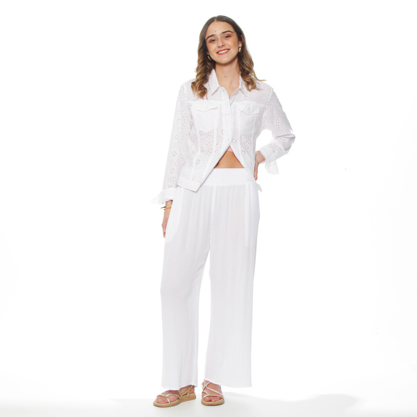PANTALON WIDE LEG TIRO ALTO PRETINA ELASTICADA