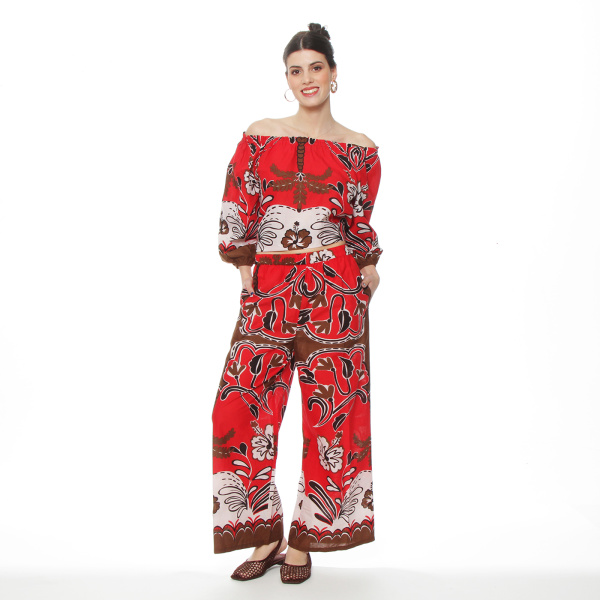 PANTALON WIDE LEG ESTAMPADO TIRO ALTO PRETINA BASICA