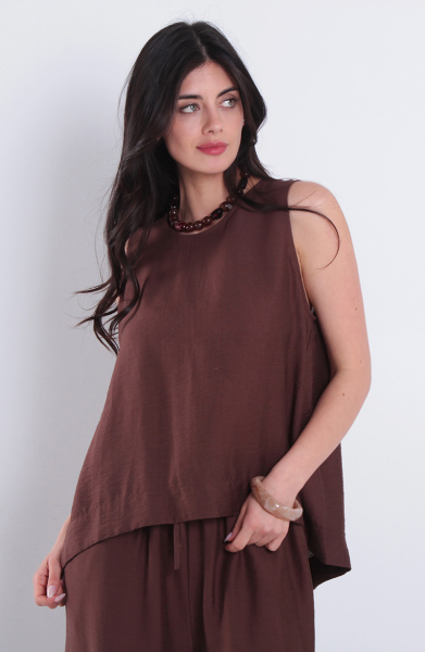 Blusa  Sin Manga Escote Redondo