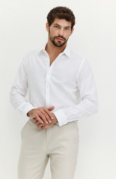 Camisa Hombre Manga Larga Abotonada En Delantero