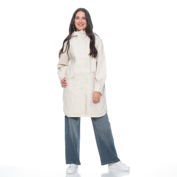 CHAQUETA IMPERMEABLE SOLIDA CON CAPUCHA Y BOLSILLOS