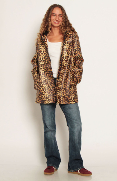 CHAQUETA ANIMAL PRINT IMPERMEABLE MANGA LARGA CON CAPUCHA