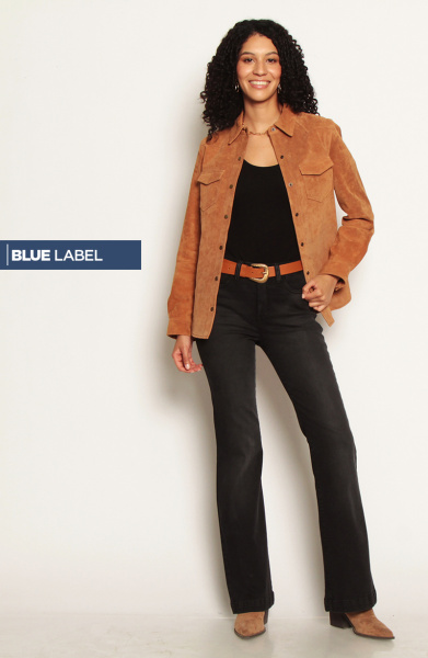 CHAQUETA MANGA LARGA CUERO CON BROCHES