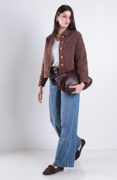 Jeans Wide Leg Tiro Alto Pretina Un Boton