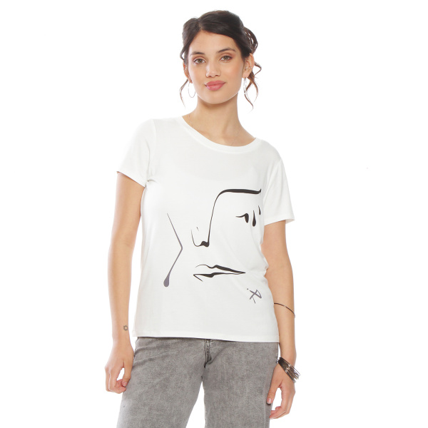 POLERA MANGA CORTA ESTAMPADA ESCOTE REDONDO