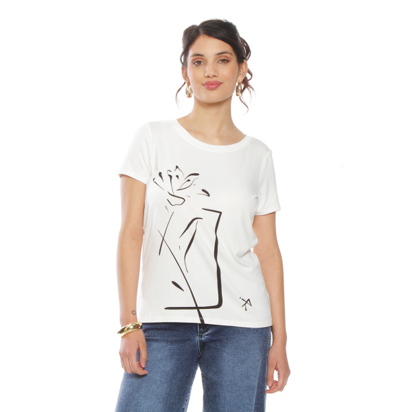 POLERA MANGA CORTA CON ESTAMPADO ESCOTE REDONDO