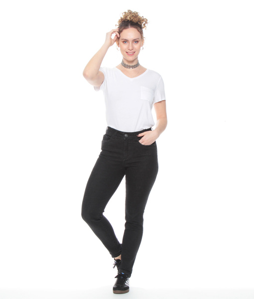 JEANS PITILLO TIRO ALTO PUSH UP PRETINA BASICA 1 BOTON
