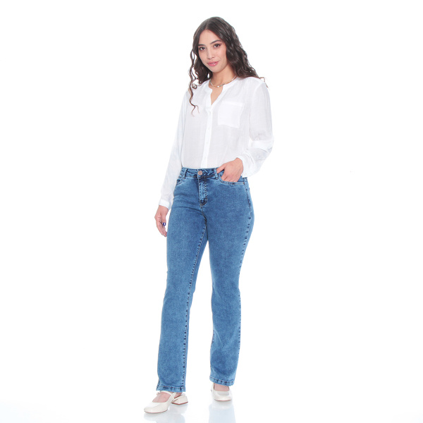 JEANS RECTO TIRO ALTO PRETINA BASICA 1 BOTON