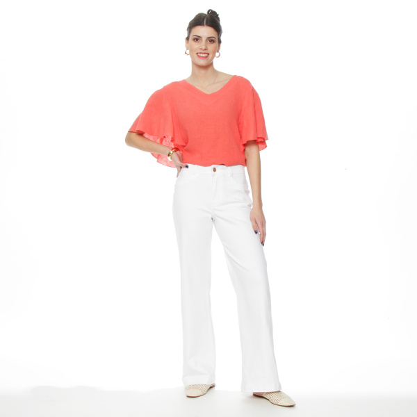 JEANS WIDE LEG TIRO ALTO PRETINA BASICA 1 BOTON