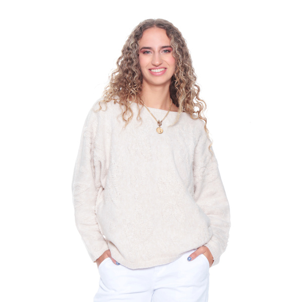 SWEATER MANGA LARGA SOLIDO ESCOTE REDONDO