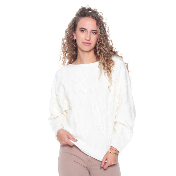 SWEATER MANGA LARGA SOLIDO ESCOTE REDONDO