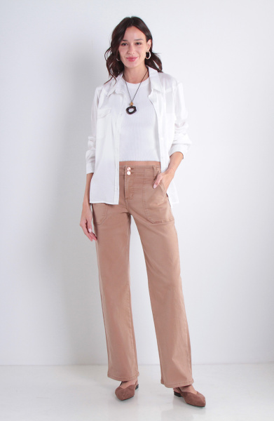 JEANS CARGO WIDE LEG TIRO ALTO PRETINA BASICA 1 BOTON
