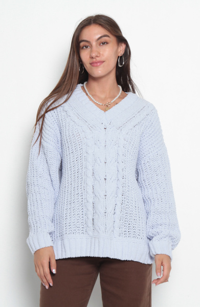 SWEATER CHENILLE MANGA LARGA ESCOTE V