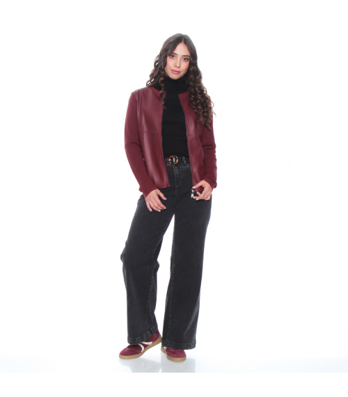 CHAQUETA MANGA LARGA CUERO ECOLOGICO