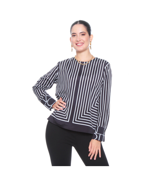 BLUSA MANGA LARGA LISTADA ESCOTE REDONDO