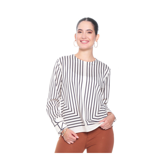BLUSA MANGA LARGA LISTADA ESCOTE REDONDO