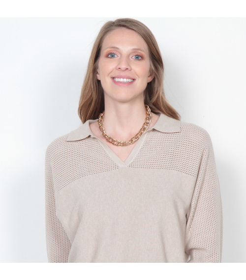 SWEATER MANGA 3/4 SOLIDO ESCOTE V