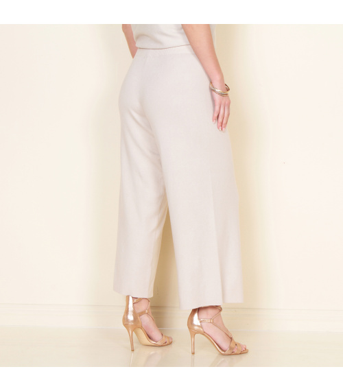 PANTALON TEJIDO WIDE LEG TIRO ALTO PRETINA ELASTICADA