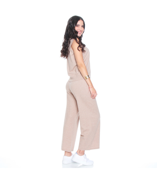 CONJUNTO CHALECO SIN MANGA Y PANTALON WIDE LEG TIRO ALTO