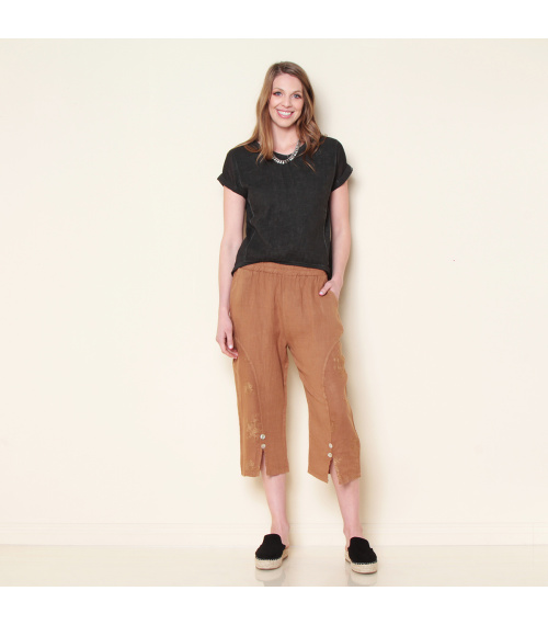 PANTALON CROP LINO SOLID