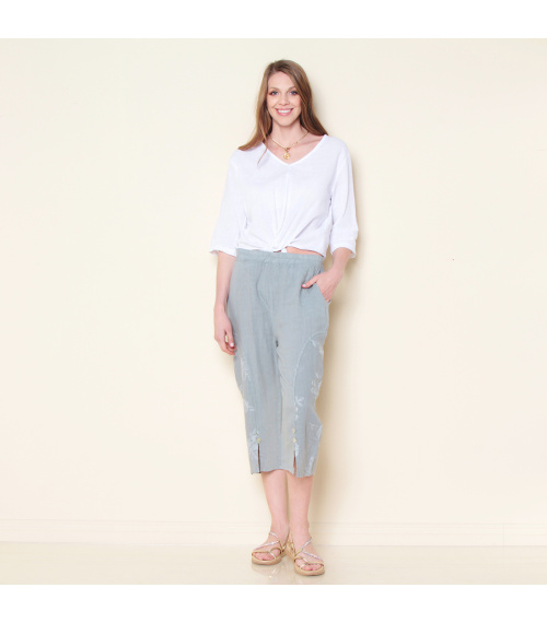 PANTALON CROP LINO SOLID