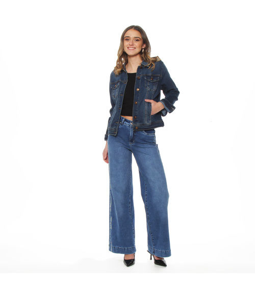 CHAQUETA MANGA LARGA DENIM CON BOLSILLOS