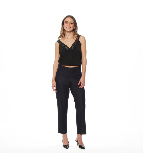 PANTALON SLIM TIRO ALTO PRETINA BASICA