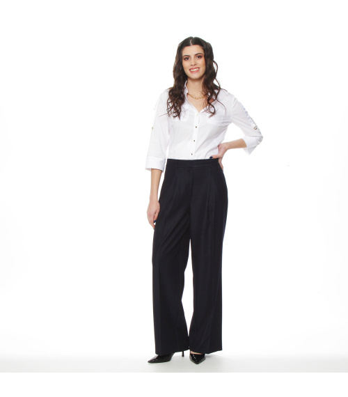 PANTALON RECTO TIRO ALTO PRETINA BASICA