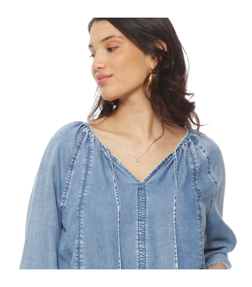 BLUSA MANGA LARGA LYOCELL ESCOTE V
