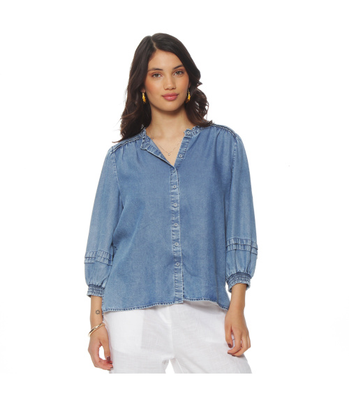 BLUSA MANGA LARGA LYOCELL ABOTONADA EN DELANTERO