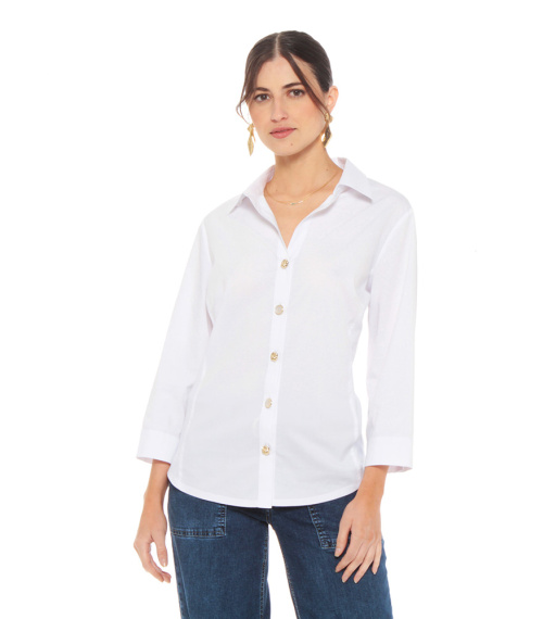 BLUSA MANGA LARGA  ABOTONADA SOLIDA