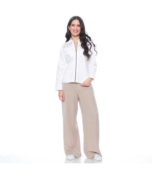 CHAQUETA MANGA LARGA CON APLICACION EN CANESU