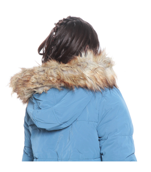 PARKA NINA MANGA LARGA CON CAPUCHA Y BOLSILLOS