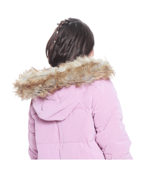 PARKA NINA MANGA LARGA CON CAPUCHA Y BOLSILLOS