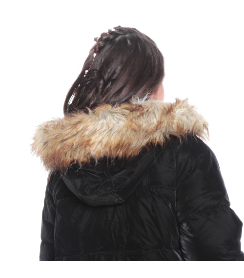 PARKA NINA MANGA LARGA CON CAPUCHA Y BOLSILLOS
