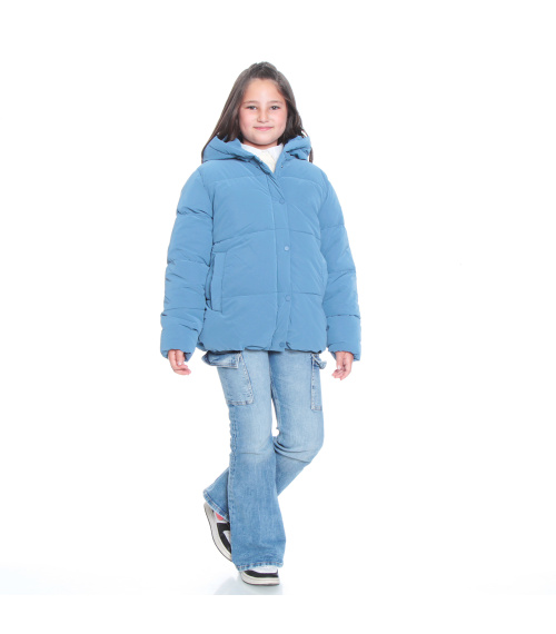 PARKA NINA MANGA LARGA CON BOLSILLO Y CAPUCHA