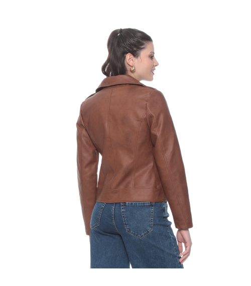 CHAQUETA MANGA LARGA CUERO ECOLOGICO CON CIERRES