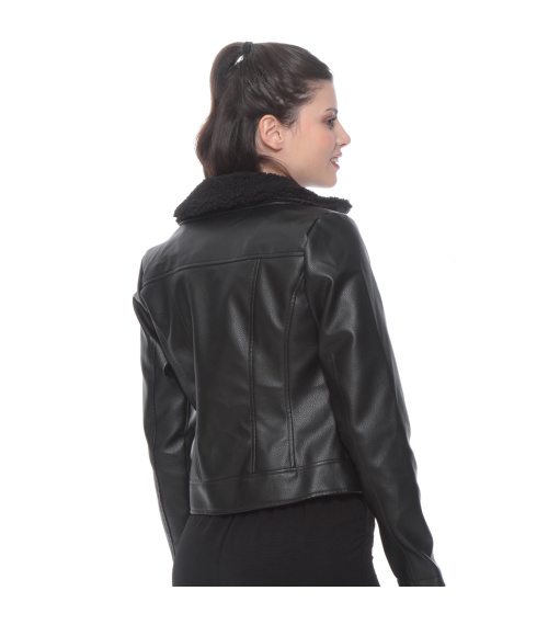 CHAQUETA MANGA LARGA CUERO ECOLOGICO CON CUELLO DE SHERPA