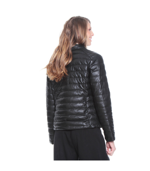 CHAQUETA MANGA LARGA CUERO ECOLOGICO CON CUELLOMAO