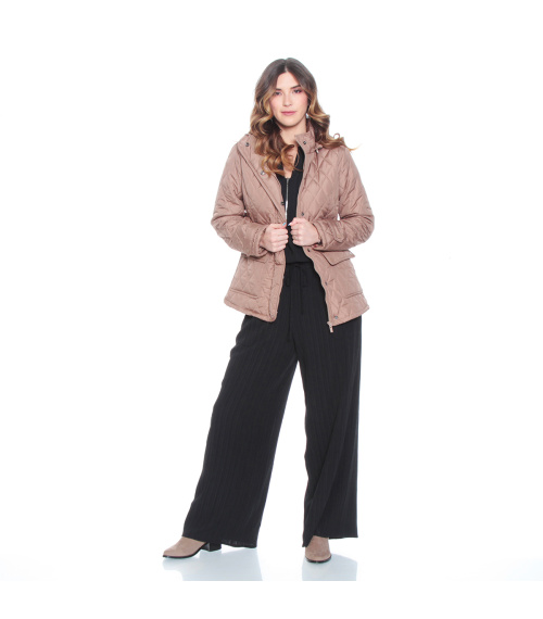 PARKA MANGA LARGA CON CAPUCHA Y BOLSILLOS